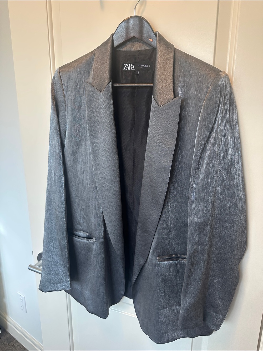 Zara Shimmery Silver Women's Blazer